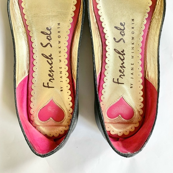 FRENCH SOLE Valentine Black Leather Flats - Picture 3 of 7